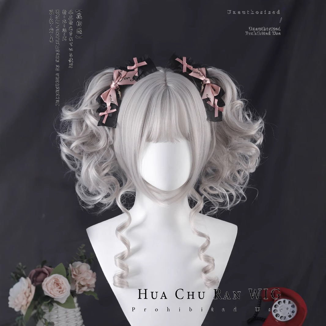 Female Super Fluffy Double Ponytail Ji Wig Short Curly Hair