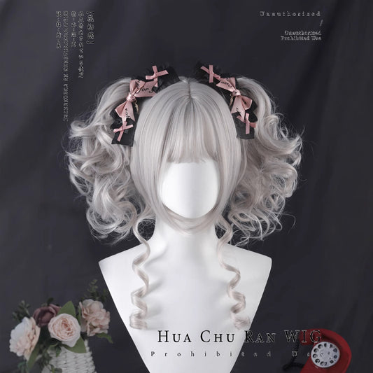 Female Super Fluffy Double Ponytail Ji Wig Short Curly Hair