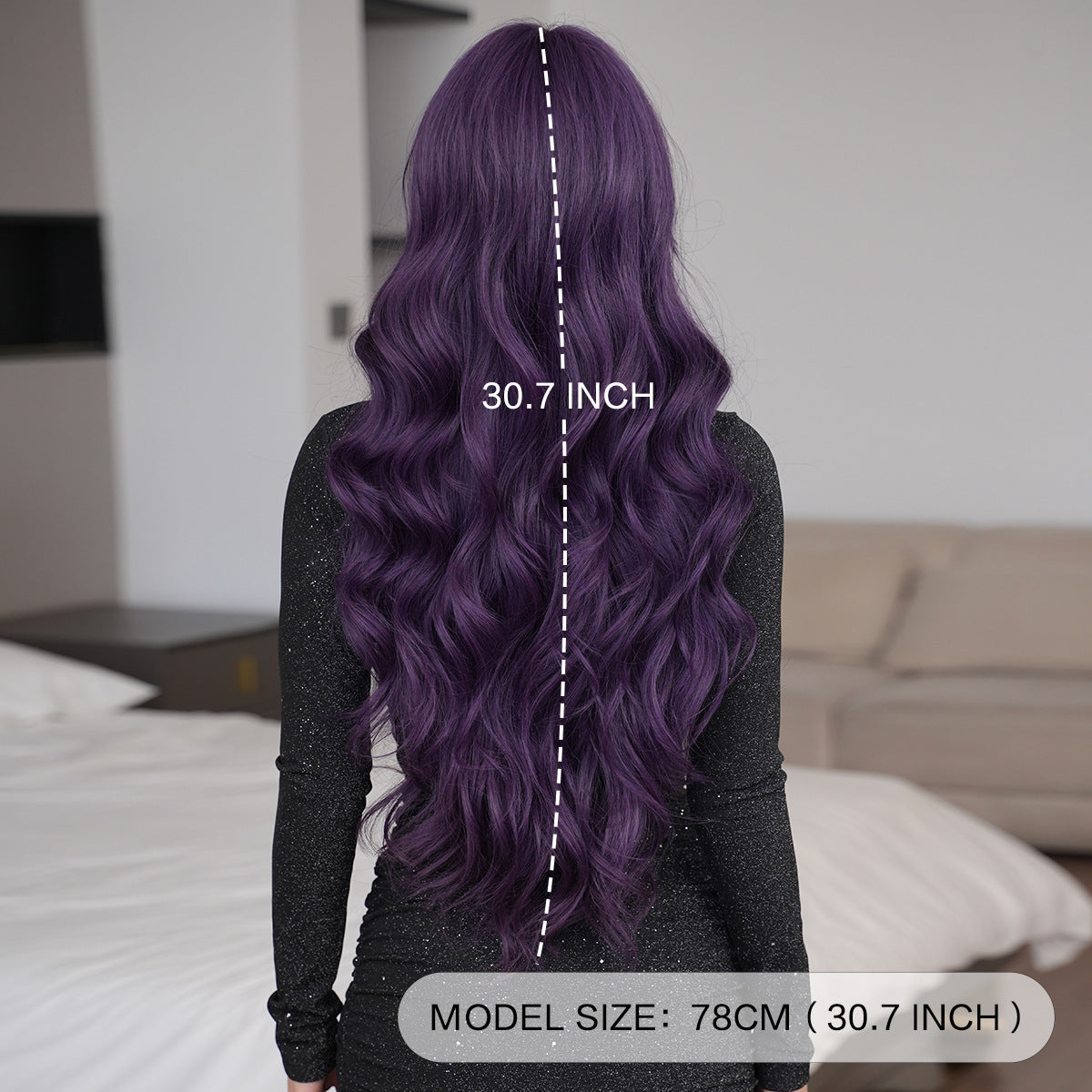 Purple Female Long Curly Hair Natural Fluffy Dark Wind Other Wig