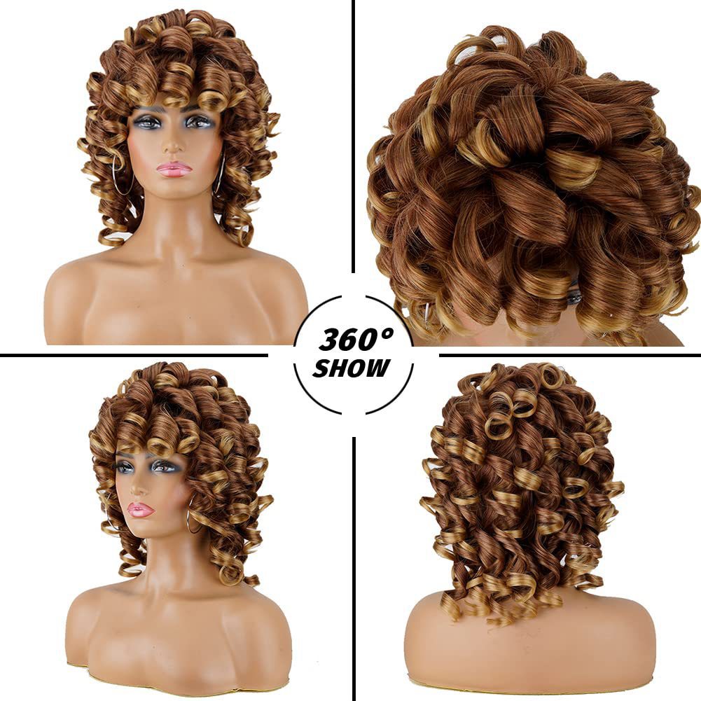 Women's African Screw Tape Bangs Optional Wig Short Curly Hair