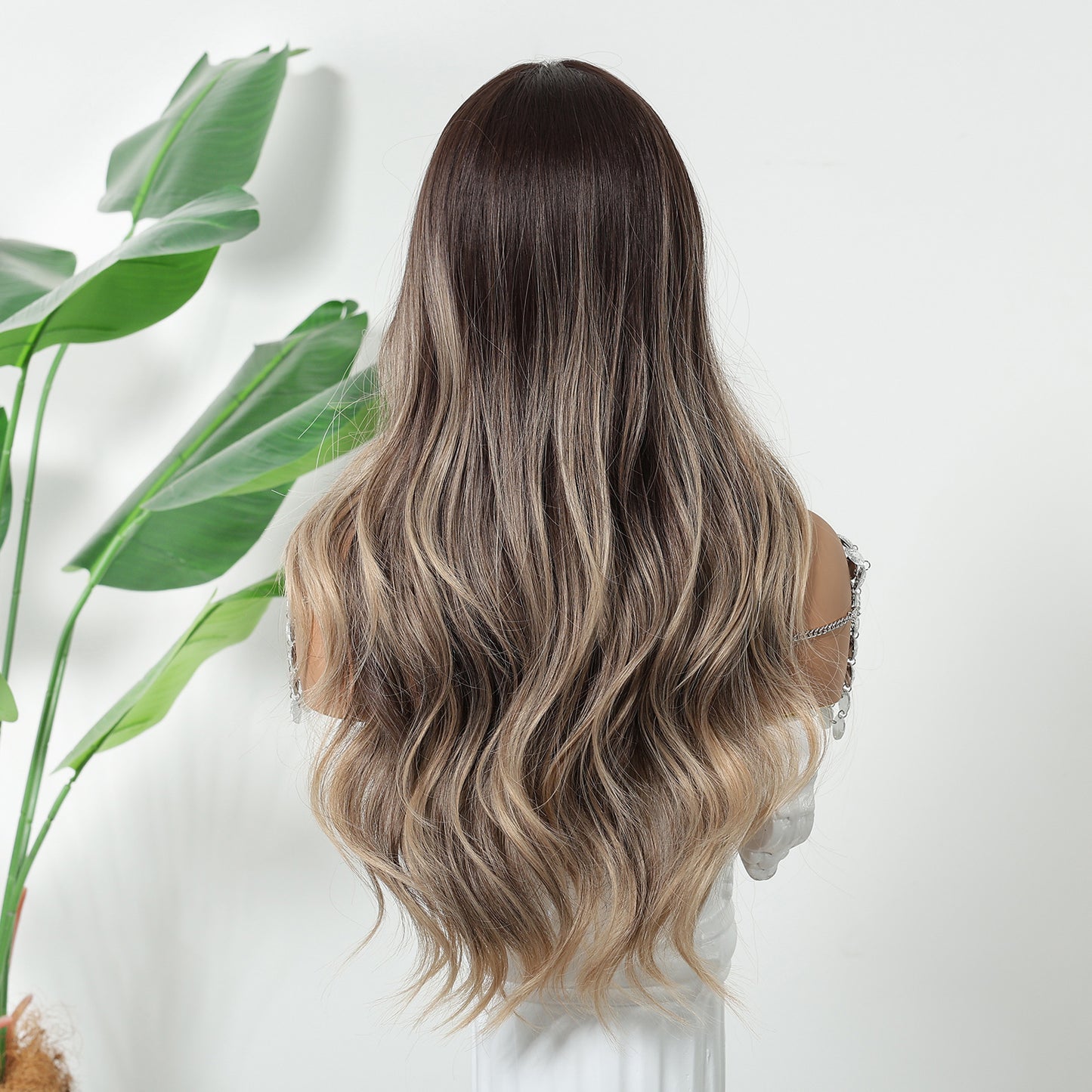 Medium Gradient Brown Curly Hair Big Wig Long Curls