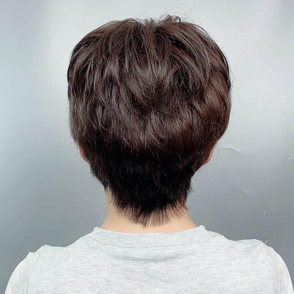 Women's Hand-woven Head Real Mother Style All Light Wig Short Curly Hair