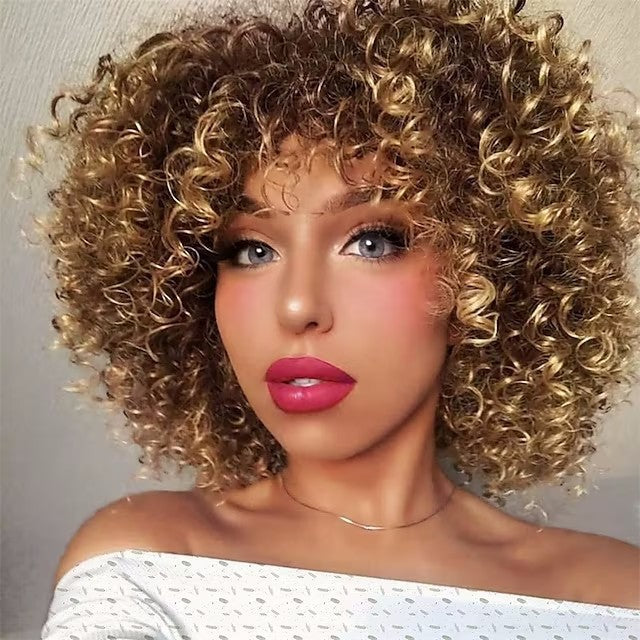 Volume Fluffy Female Synthetic Chemical Fiber Popular Afro Whole Wig Short Curly Hair