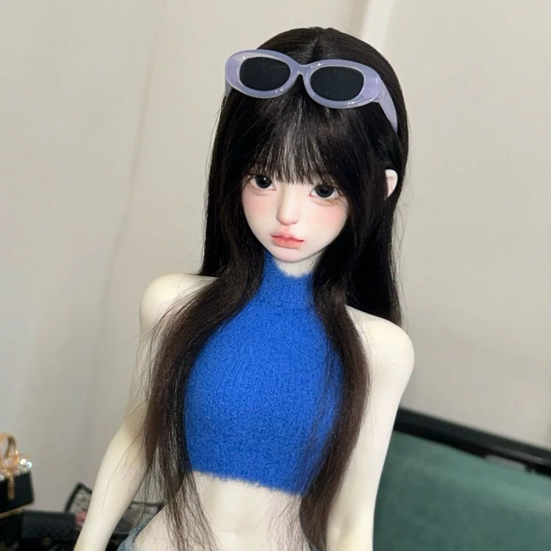 Points Straight Bangs Long Black Hair Good-looking Cos Wig
