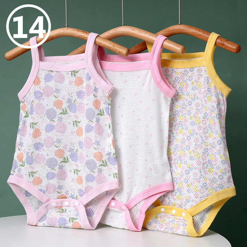 Summer Sling Pure Cotton Class Clothes For Babies One-piece Crawling Jumpsuit, Climbing Suit