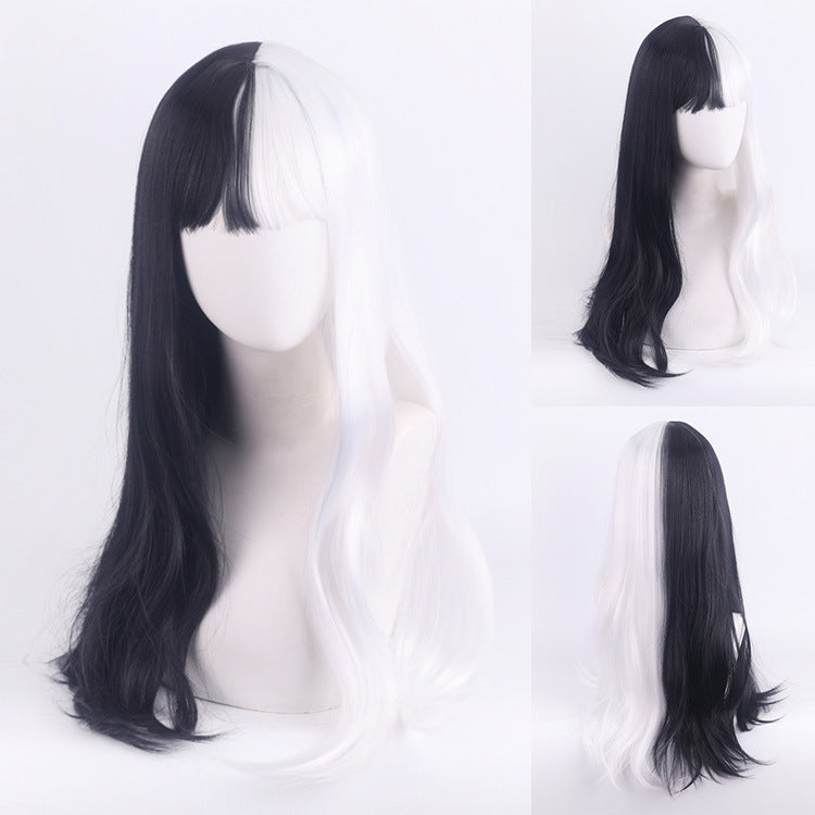 Black White Witch Color Matching Small Short Long Straight Wig