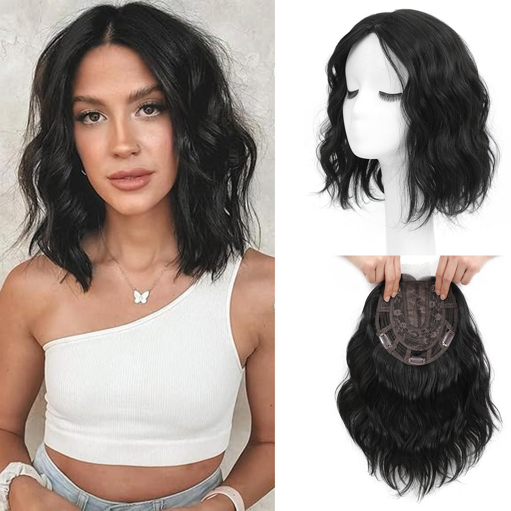 Women's Hairpiece Lace Bangs Water Ripple Set Waves Wig Short Curly Hair