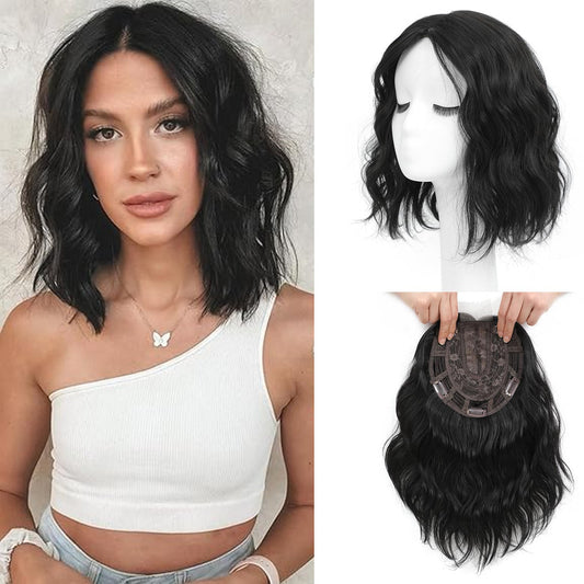 Women's Hairpiece Lace Bangs Water Ripple Set Waves Wig Short Curly Hair
