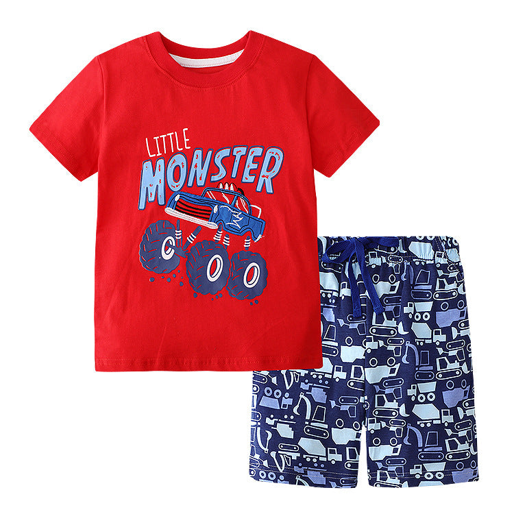 Children's Summer Cotton Cute Wear Flower Fashion Short-sleeved T-shirt Shorts Children's Suit