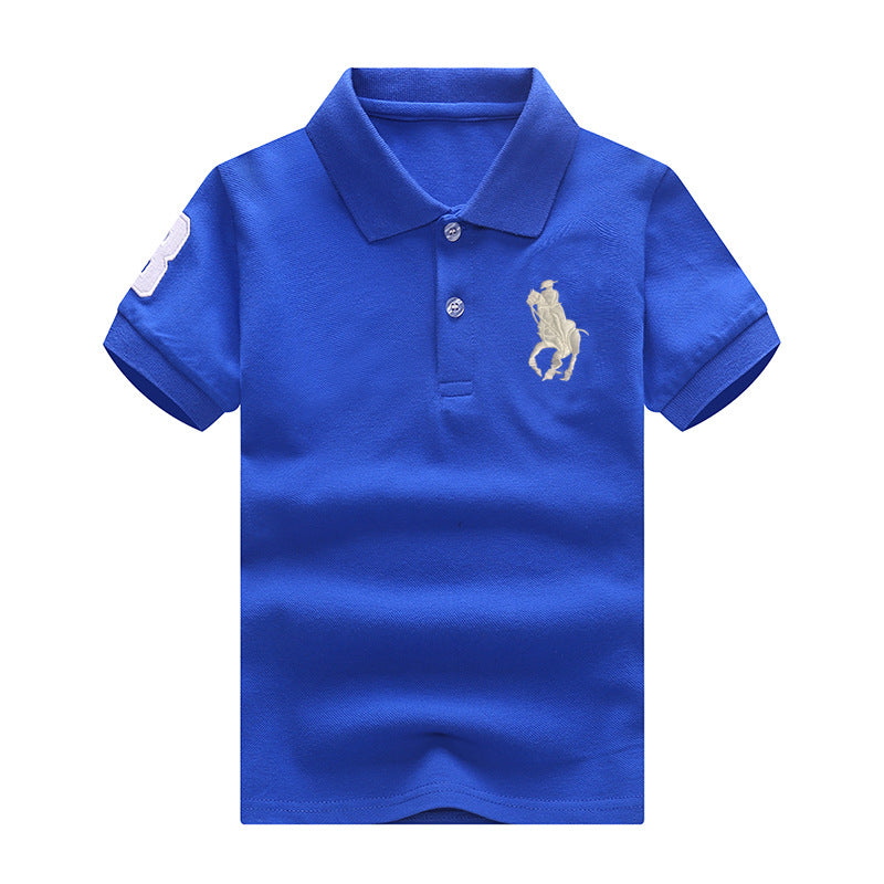 Children's Summer Solid Color Polo Collar Medium Size Shirt Trendy Children's T-shirt