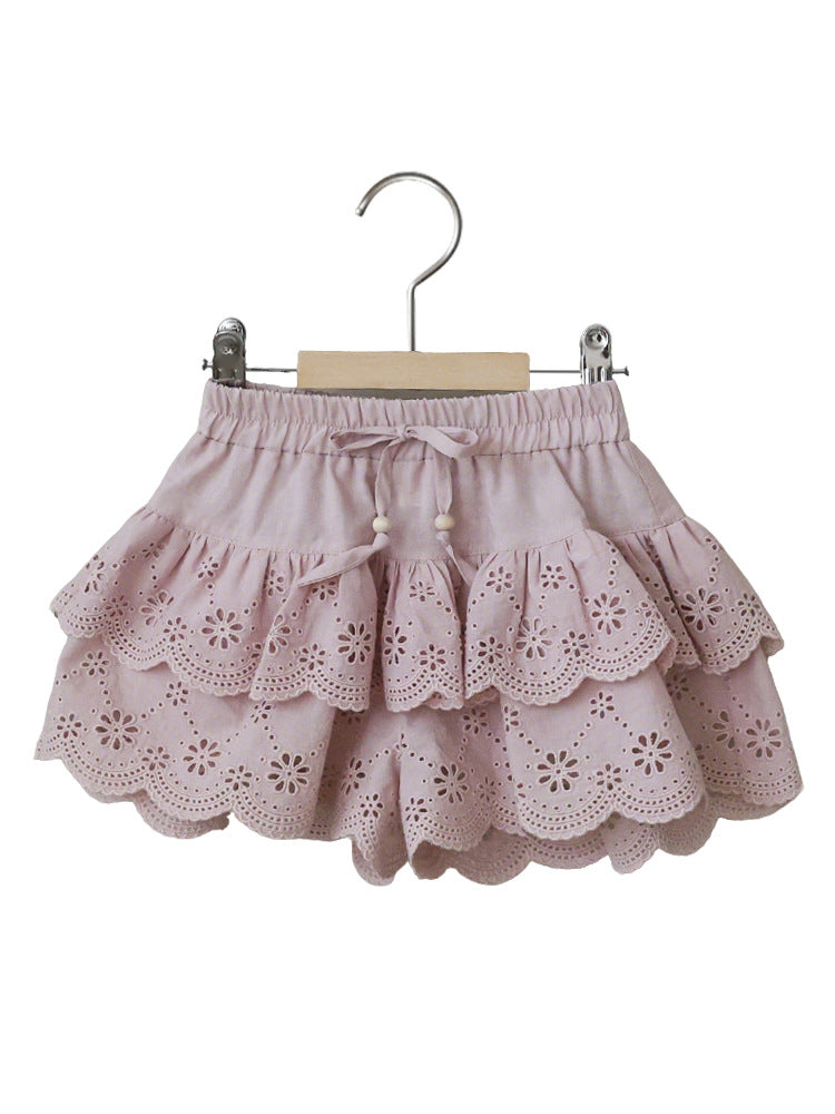 Summer Strawberry Shan Western Style Embroidered Children's Pants
