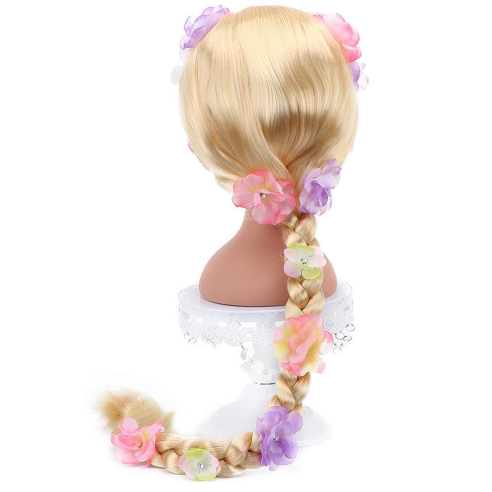 Long Hair Princess Braid Full Head Flower Cos Wig