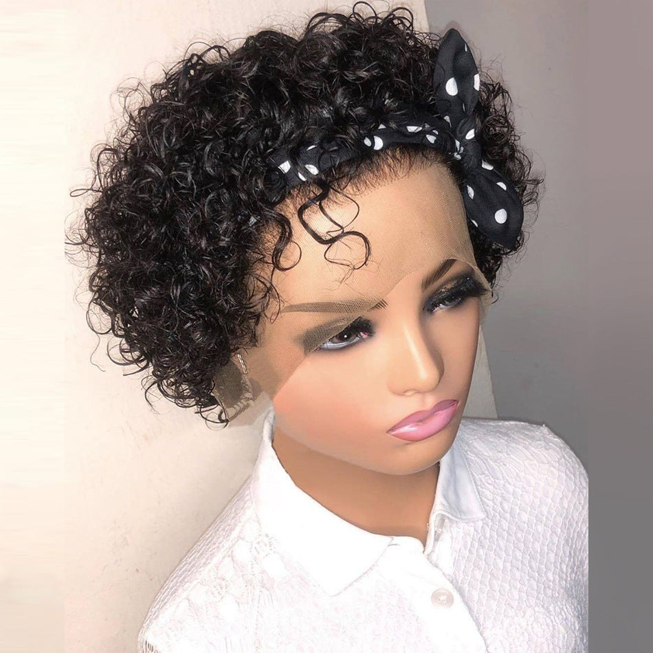 Short Elf Headgear Human Former Lace Head Real Hair Wig