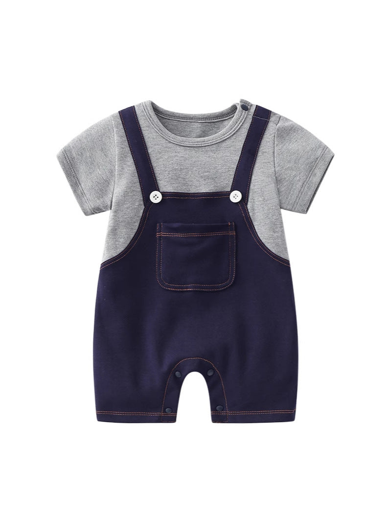 Summer Thin Fake Two Pieces Jumpsuit Class Pure Cotton Born Jumpsuit, Climbing Suit