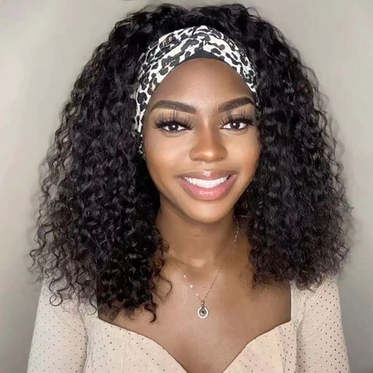 Women's Ice Silk Head Cloth Band African Small Wig Short Curly Hair