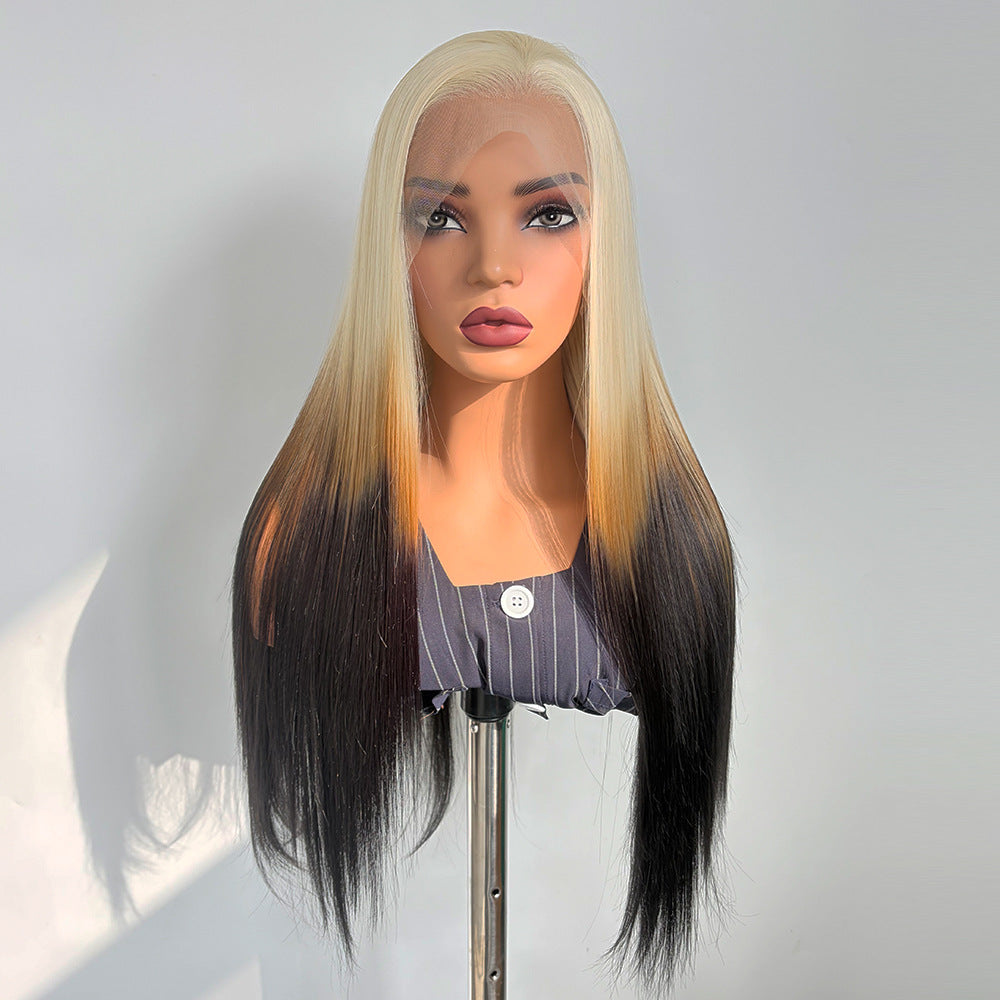 Gradient Brown Front Lace Dyed Synthetic Wig Long Curls