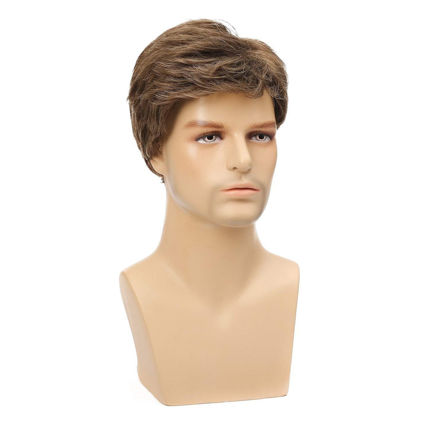 Men's Short Hair Curly Head Cover Fiber Rose Net Granny Men's Wig