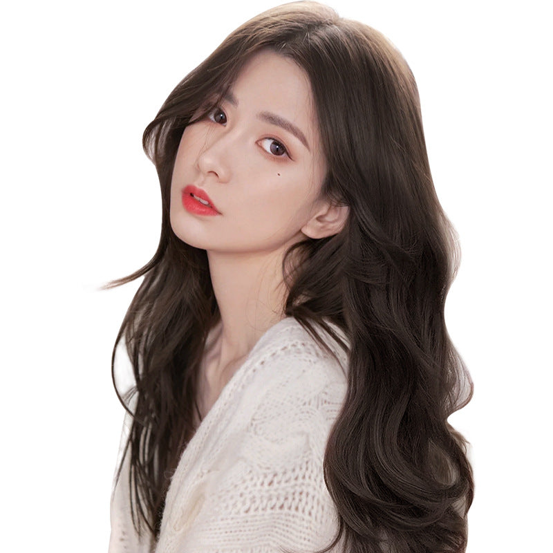 Women's V-shaped Curly Hair Big Wave Natural Half Headgear Long Straight Wig