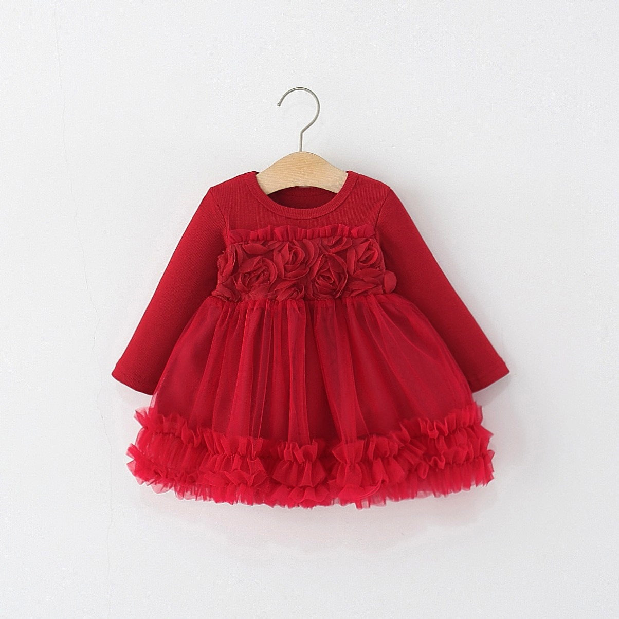Children's Autumn Long Sleeve Mesh Princess Skirt One Year Children's Dress