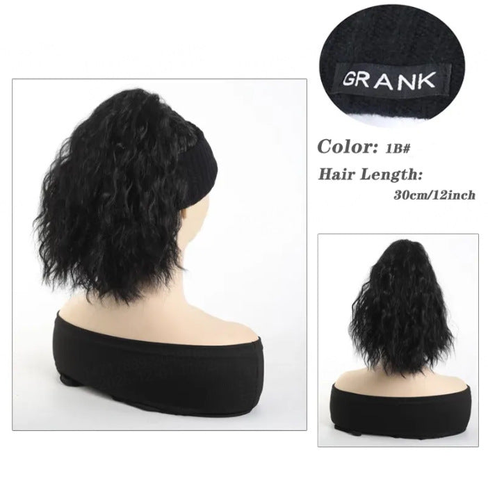 Women's Hat All-in-one Fashion Trendy Corrugated Curly Hair Air Top Wig Ponytail