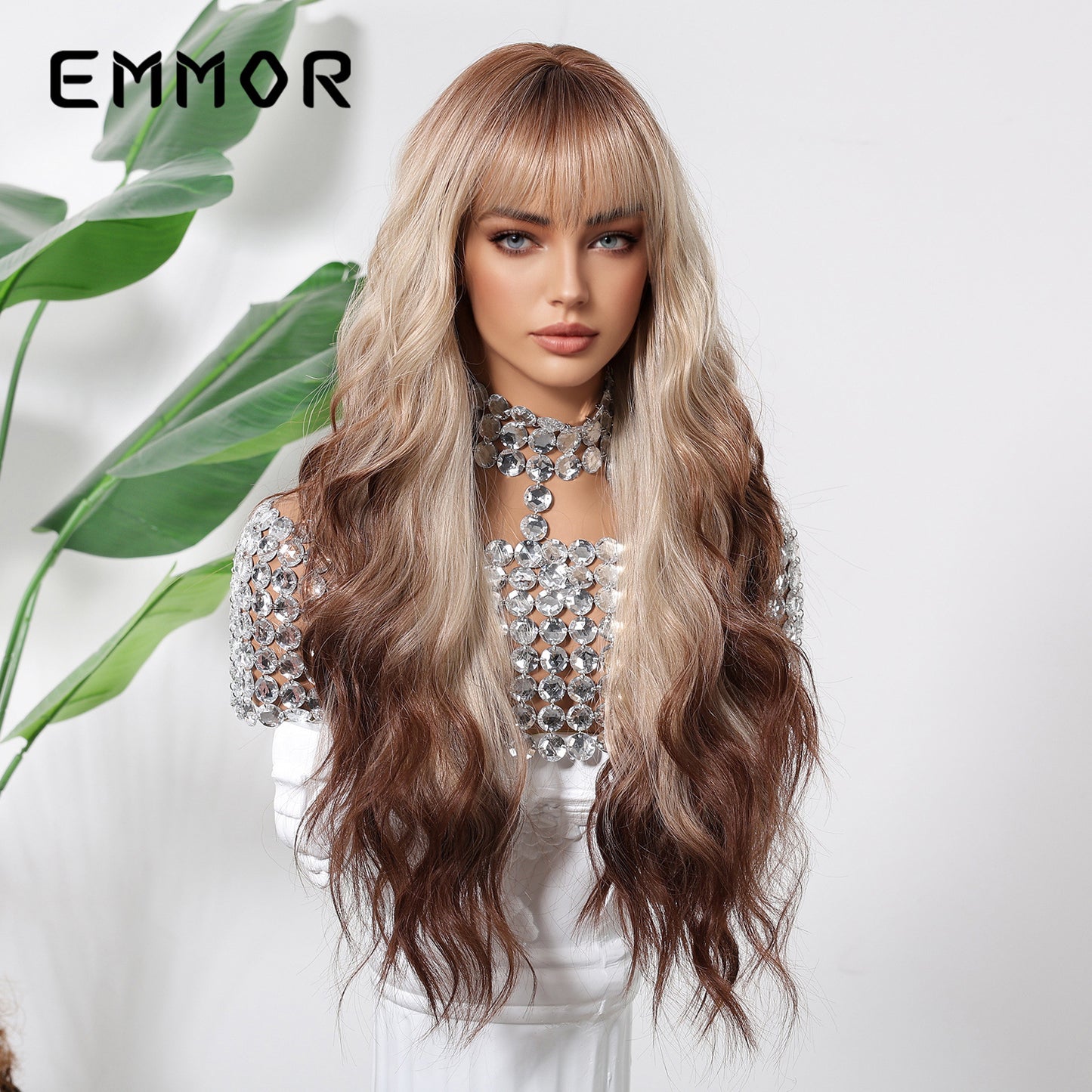 Paris Painting Dyed Fashion Air Bangs Curly Hair Wig Long Curls
