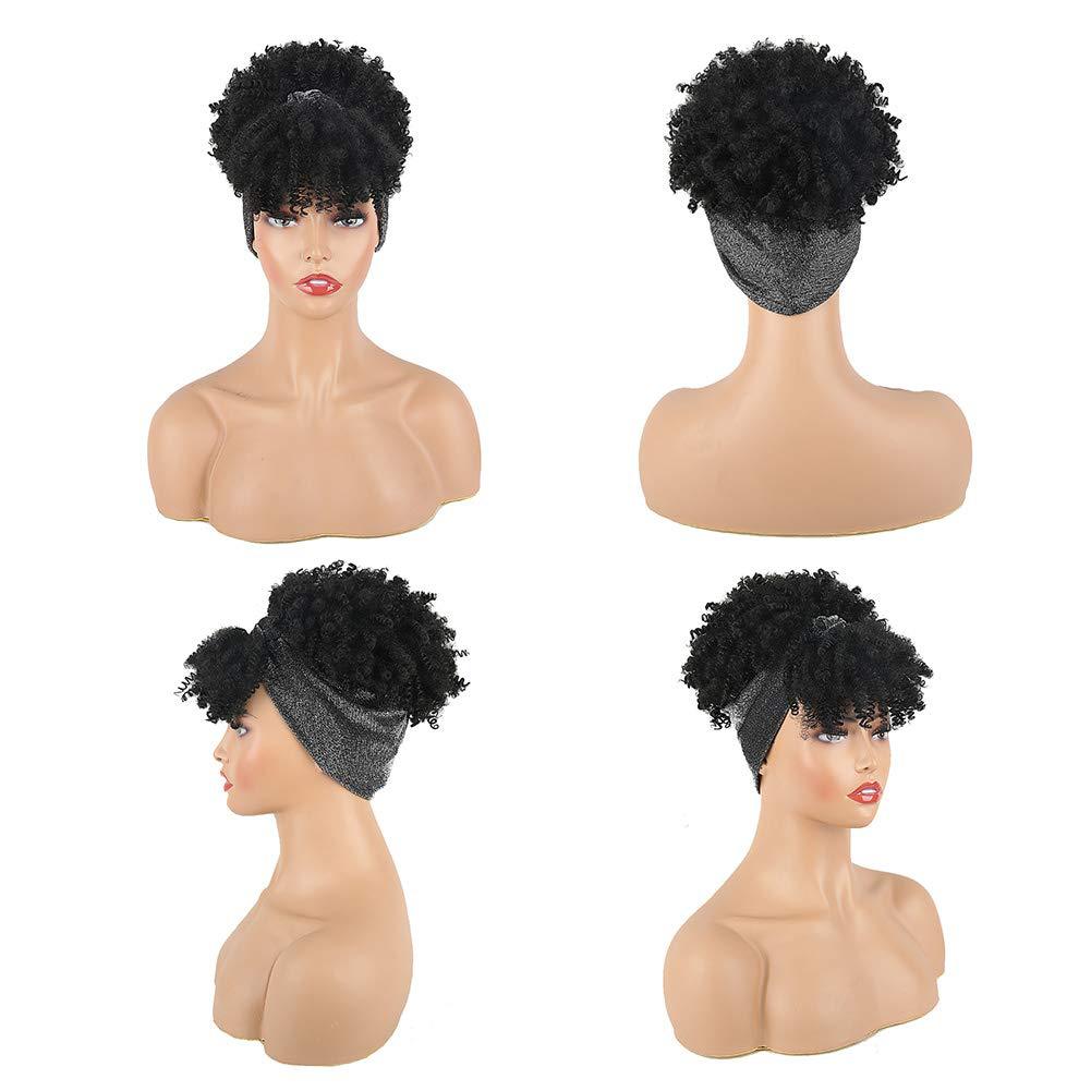 Small Turban Female Headband Bangs Fluffy Wig Short Curly Hair