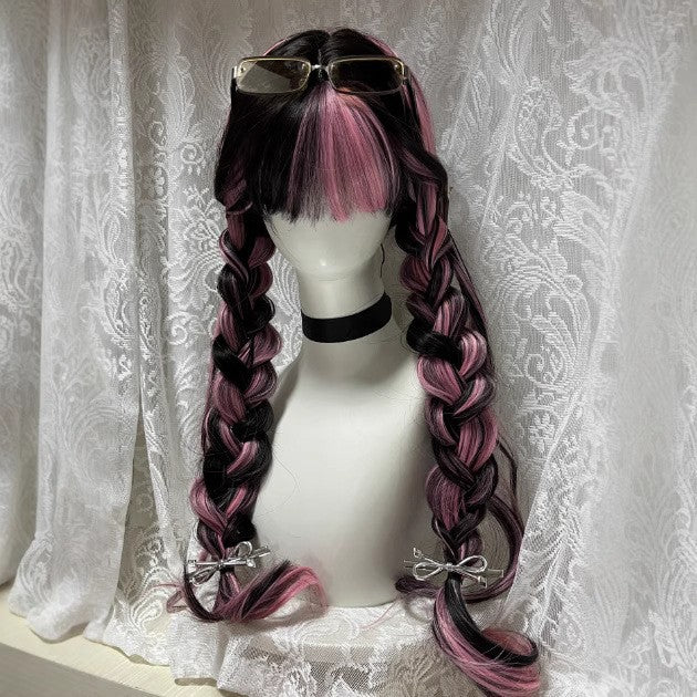 Happy Stone Black Dyed Pink Little Rose Curly Wig Long Curls