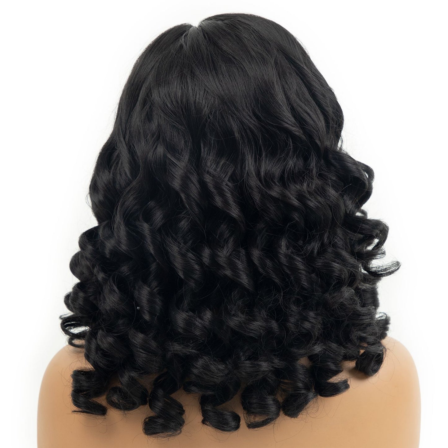 Women's Curly African Black Head Cover Wig Long Curls
