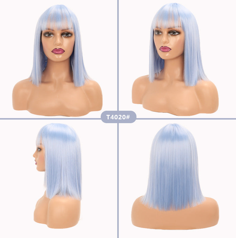 Collarbone Length Haircut Head Chemical Fiber Wig Short Straight Hair