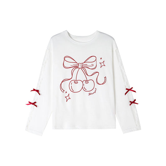 Children's Summer Thin Lace Stitching Bow Air Conditioning Children's T-shirt