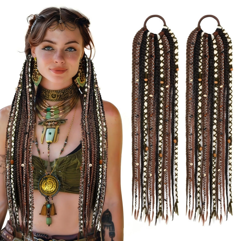 Horse Tail Beads Hand-woven Braid Hair Wig Ponytail