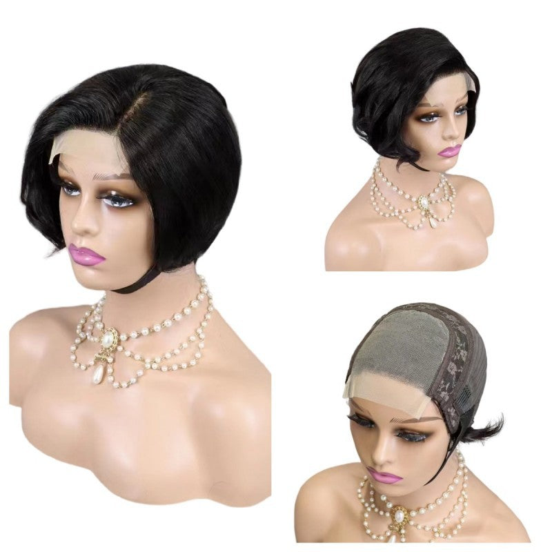 Fashion Slouchy Lace Pixie Cut Human Real Hair Wig