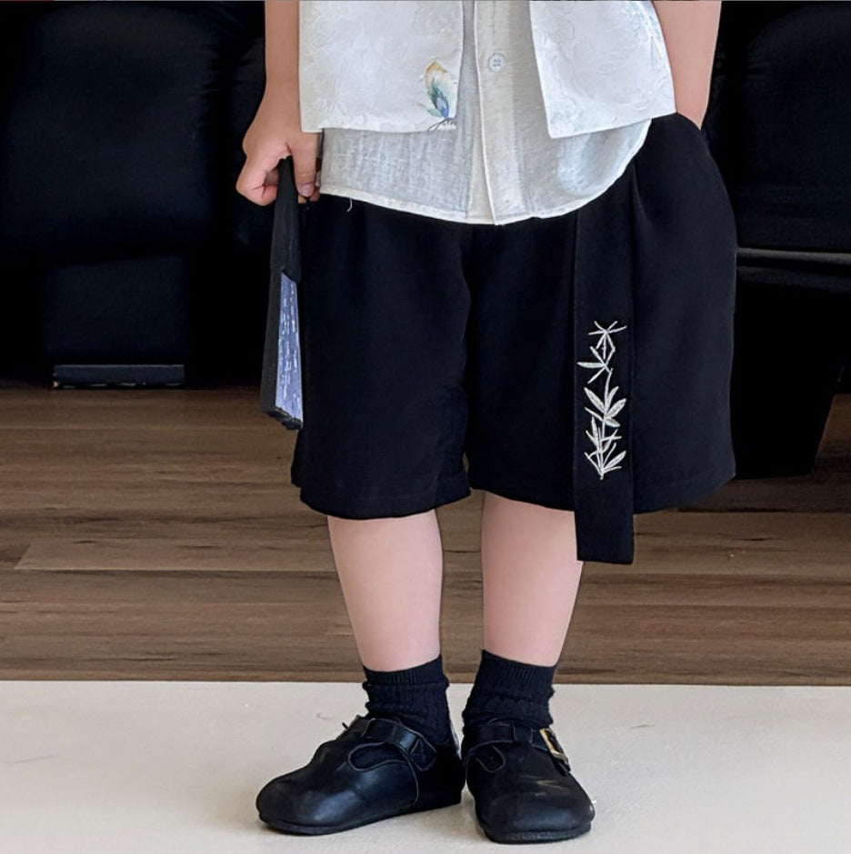 Children's Suit Short-sleeved Korean Style Loose Fashionable Beach Shorts Children's Shirt