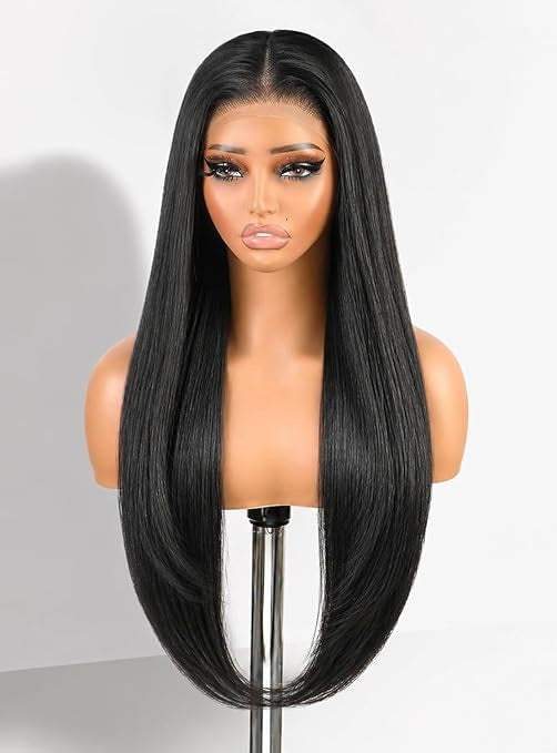 Full Top Chemical Fiber Hair Front Long Straight Wig