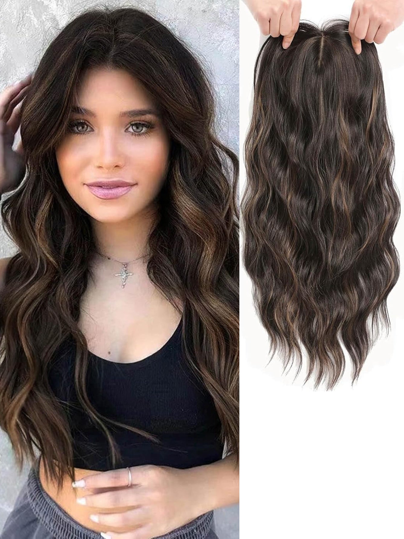 Need To Wear Hair Black Gold Gradient Female Straight Top Wig Long Curls