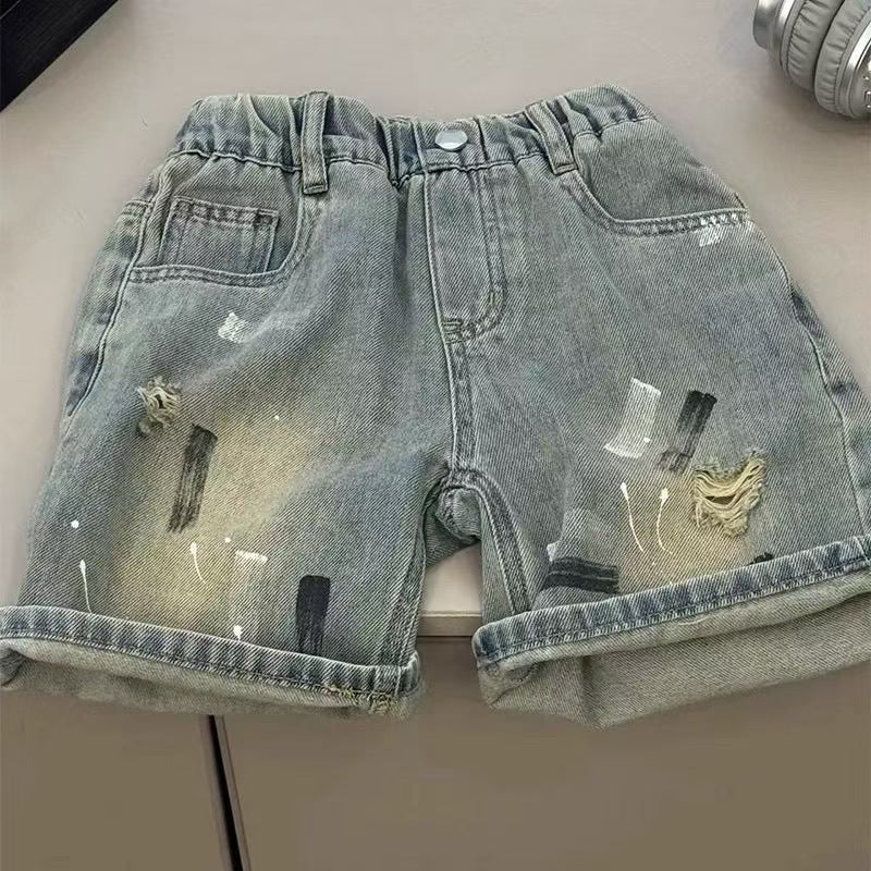 Children's Clothing Summer Set Fashionable Vest Denim Shorts Iti Children's Suit