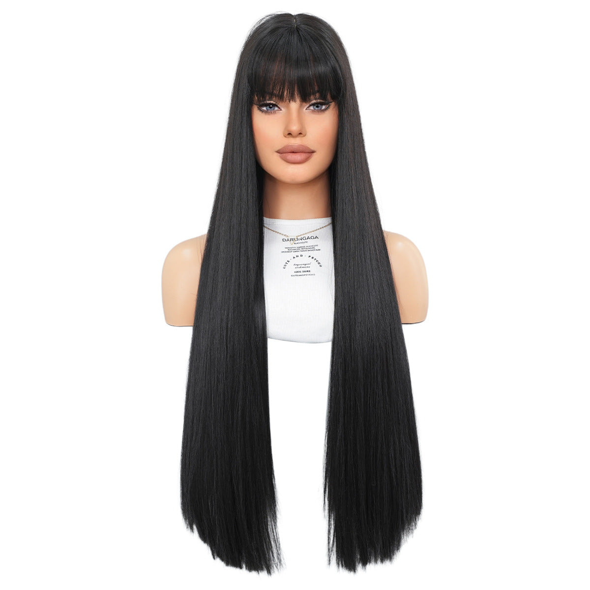 Optional Hair Bangs Female Natural Chemical Long Straight Wig