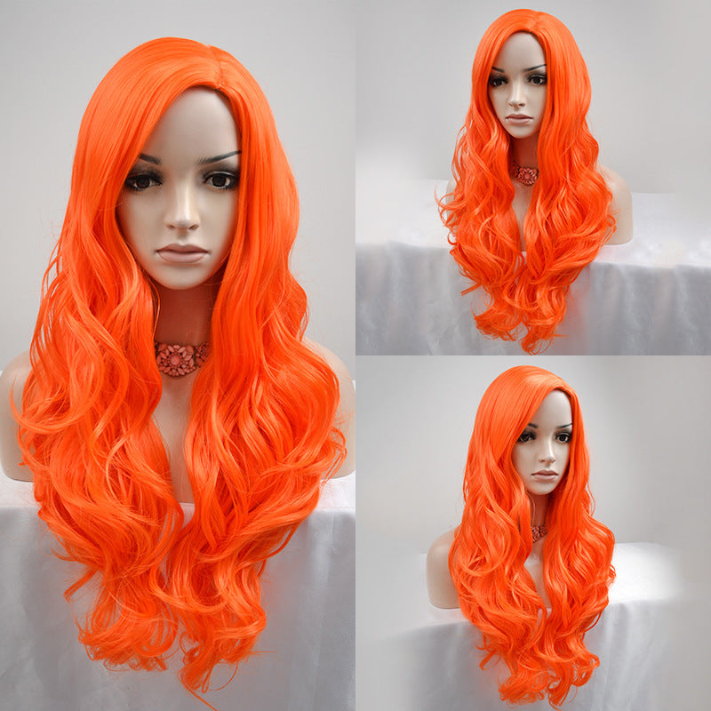 Curly Hair Fluffy Big Wave Temperament Face Repair Fiber Colorful Wig Long Curls