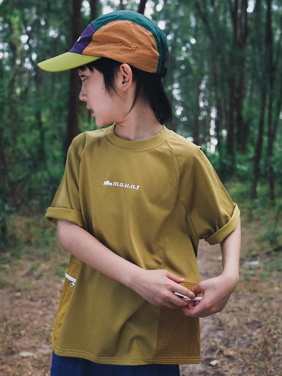 Children's Summer Pocket Half-sleeved Middle Big Round Children's T-shirt