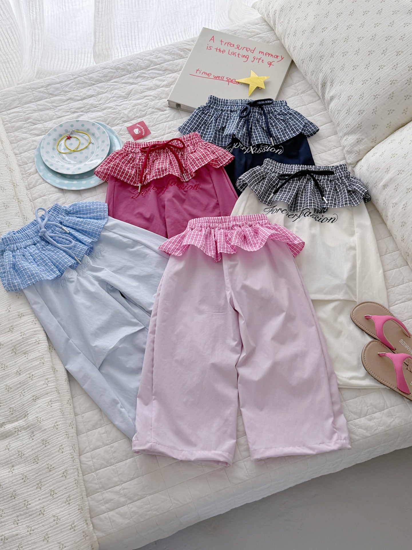 Children's Ice Silk Summer Plaid Skirt Mute Children's Pants