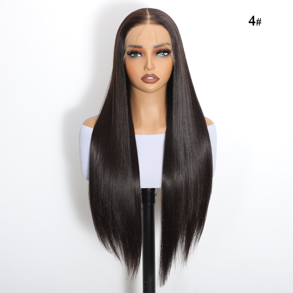 Front Lace Hand-woven Chemical Fiber Hair Hood Hd Long Straight Wig