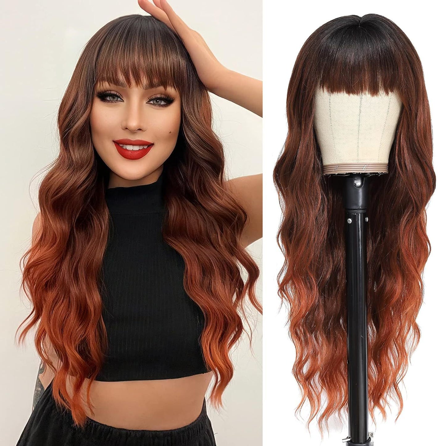 Second Hair Bangs Big Wave Curly Synthetic Wig Long Curls