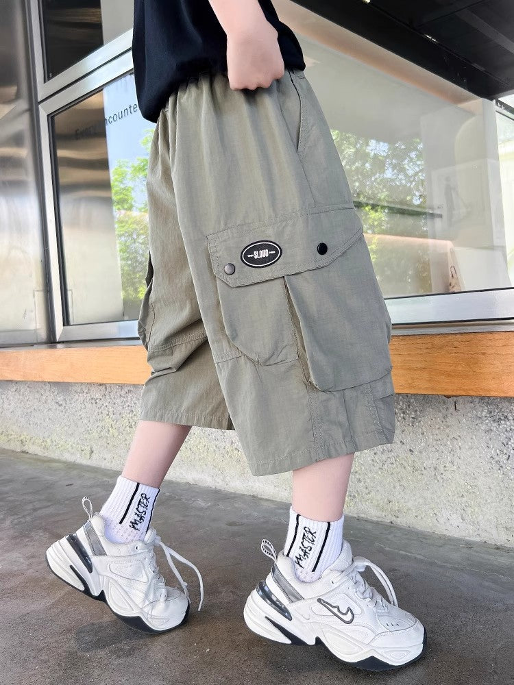 Children's Overalls Cotton Cropped Shorts Medium Large Summer Thin Children's Pants
