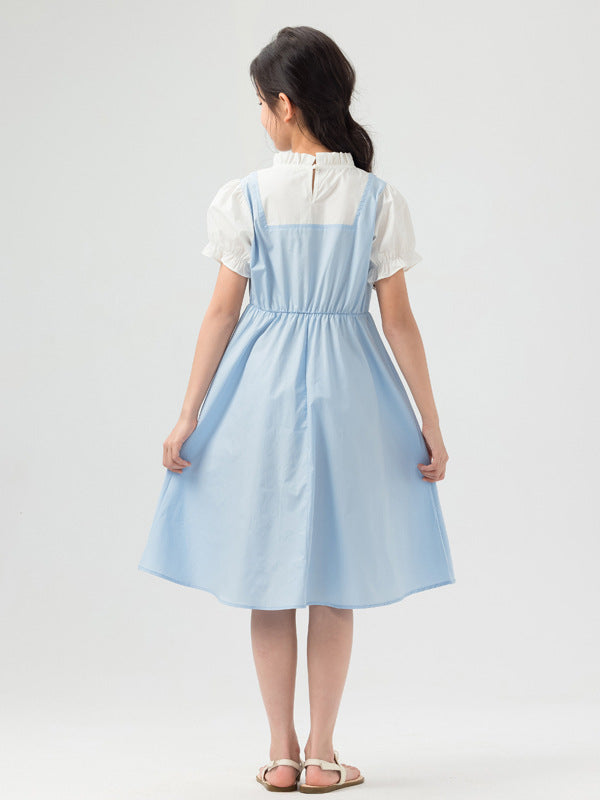Fake Two-piece Summer Stand Collar Princess Big French Children's Dress
