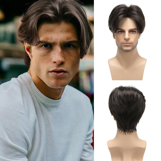 Unique Men's Fashion Mid-length Handsome Short Men's Wig