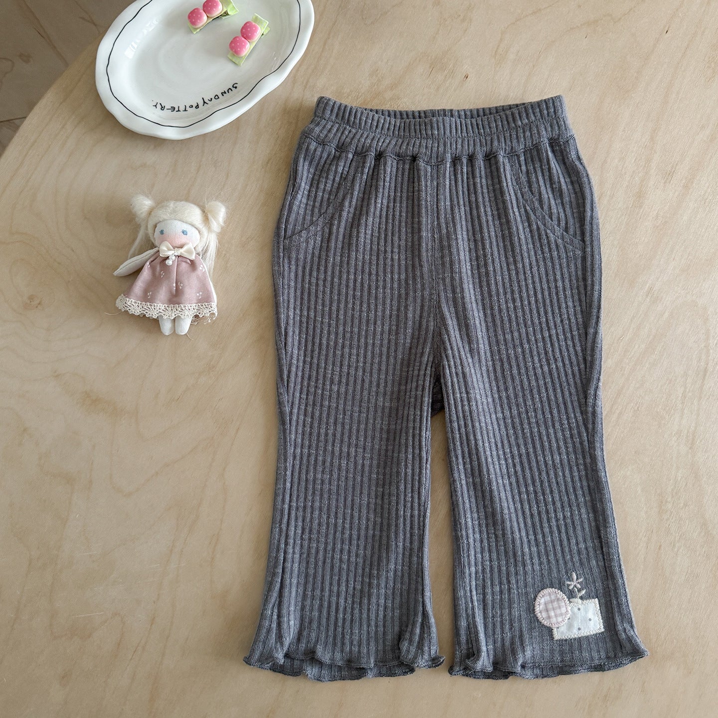 Trousers Lightweight Breathable Stretch Sunken Stripe Leggings Children's Pants