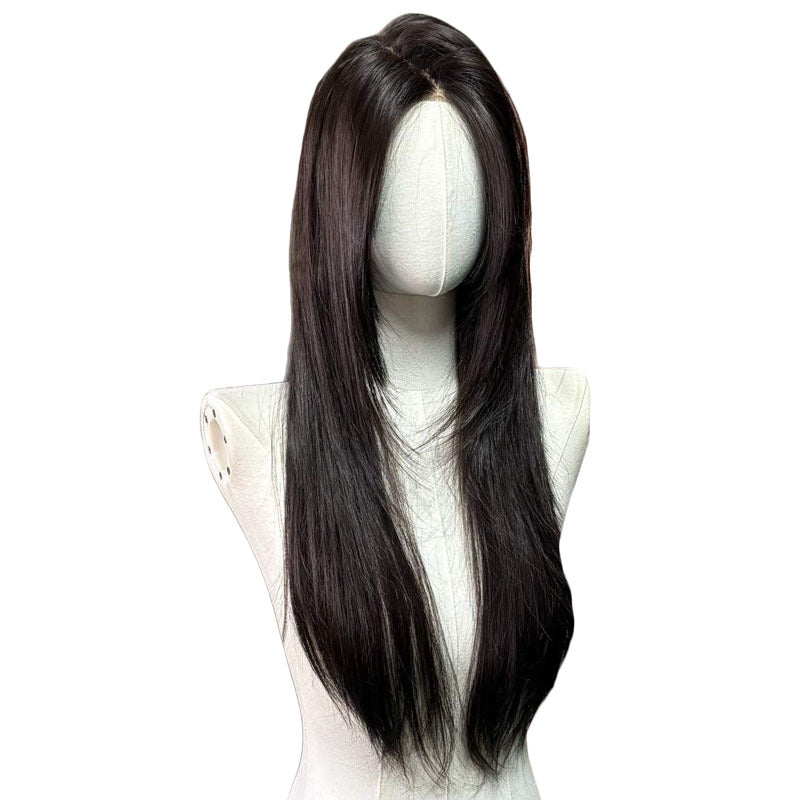 Women's High-level Mid-length Hair Needle Big Scalp Long Straight Wig