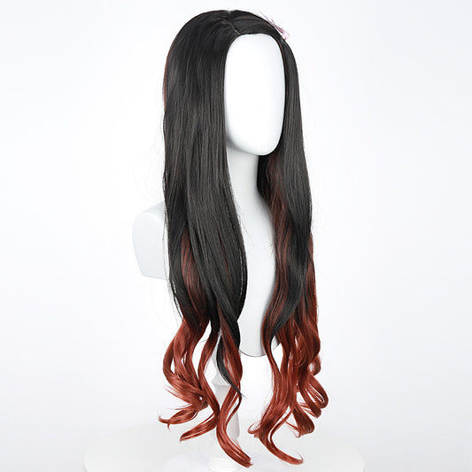 Anime Stove Door Dyed Gradient Long Hair Head Cos Wig