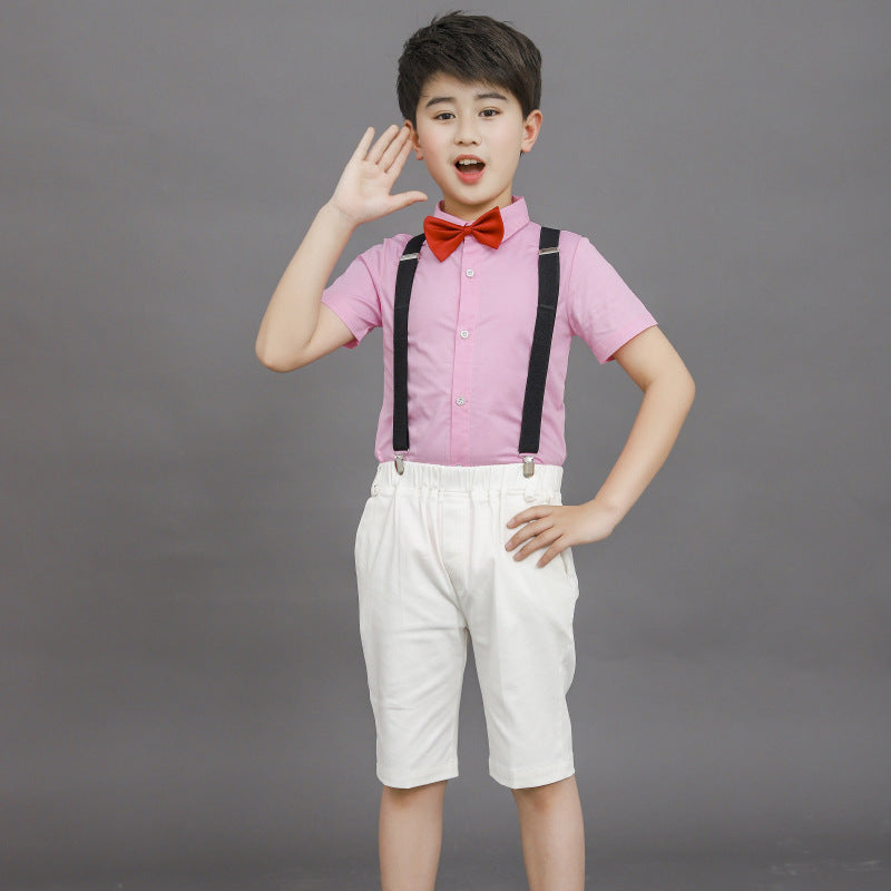 Children's Clothing Summer Short-sleeved Korean Cotton Middle Big Children's Shirt