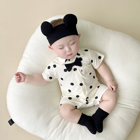 Clothes For Babies Summer Thin Front Buckle Born Polka Jumpsuit, Climbing Suit